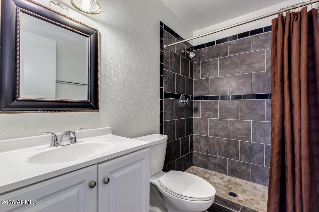 2149 East 10th Street, Unit 3 Tempe, AZ 85281 - Photo 8 of 14 a bathroom with a sink toilet a mirror and shower