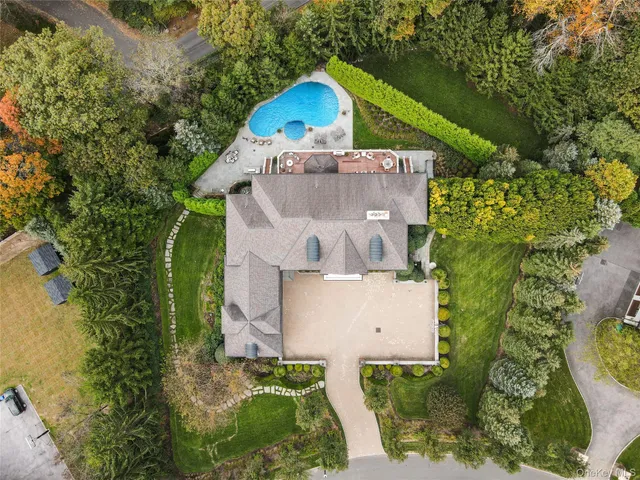 an aerial view of a house