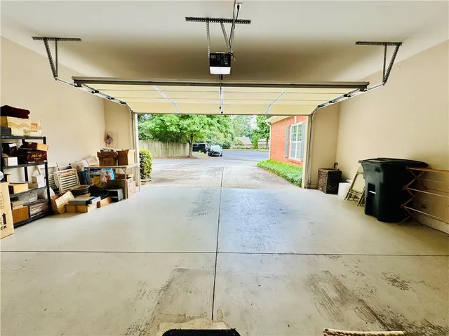 a view of a swimming pool with buildings in the background