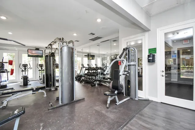 a view of a room with gym equipment