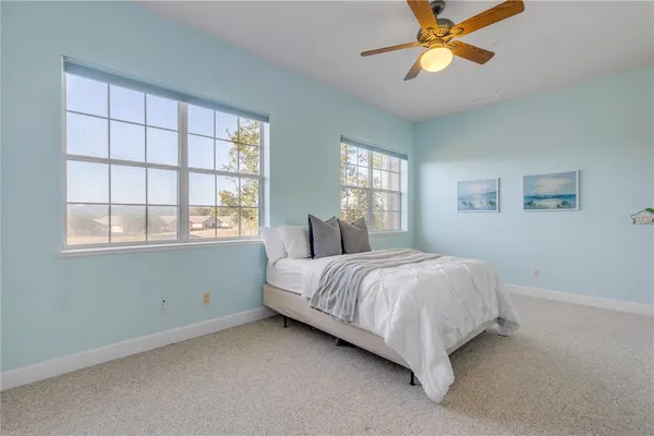 a view of an ocean and city