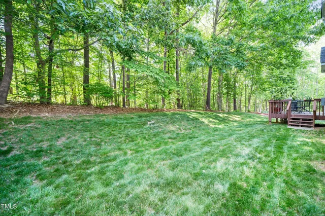 a view of outdoor space with deck and yard