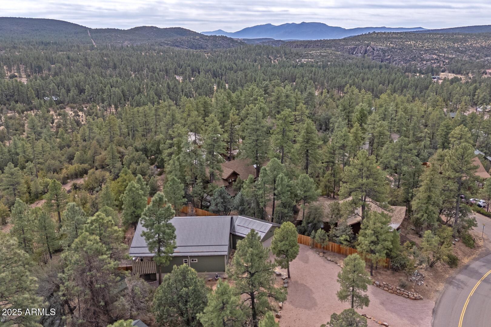 3465 Whispering Pines Road Pine, AZ 85544 - Photo 50 of 53 an aerial view of a house with mountain view
