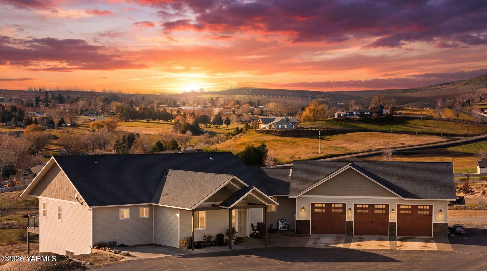 a view of a town with many windows