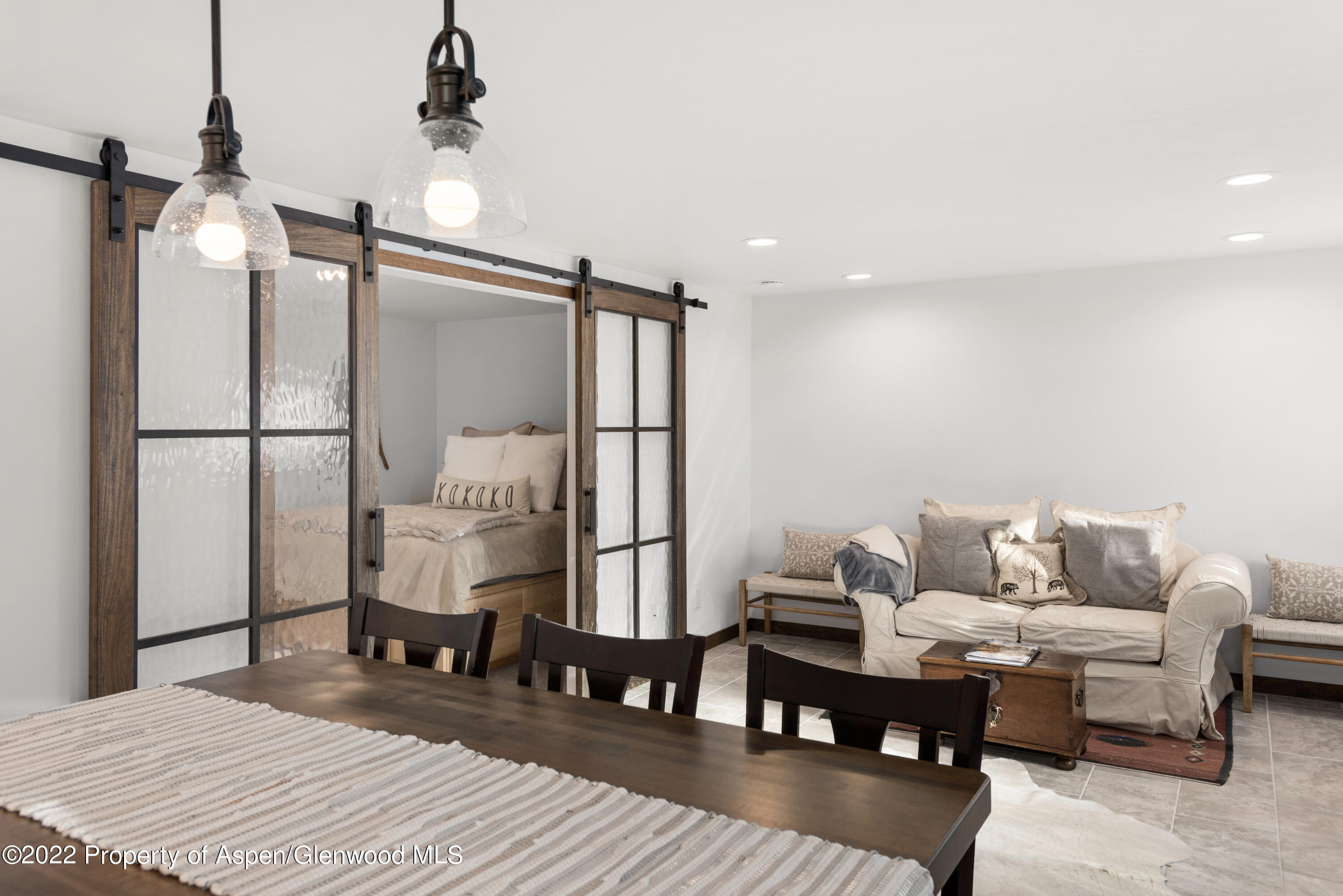 950 East Durant Avenue, Unit 2 Aspen, CO 81611 - Photo 3 of 14 a living room with furniture a rug and white walls