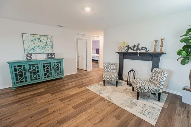 a living room with furniture