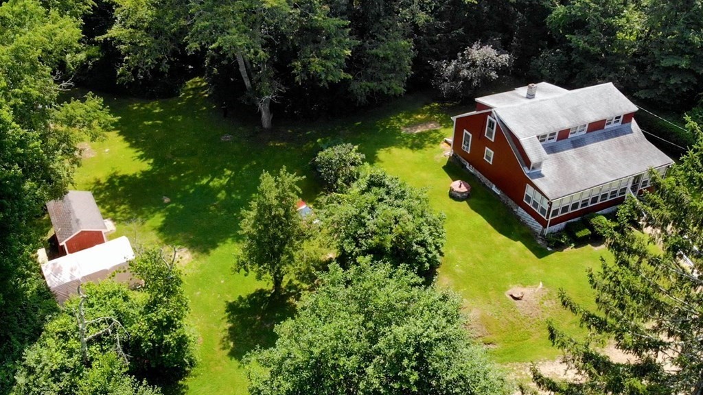 607 Podunk Road East Brookfield, MA 01515 - Photo 38 of 42 an aerial view of a house with garden space and street view