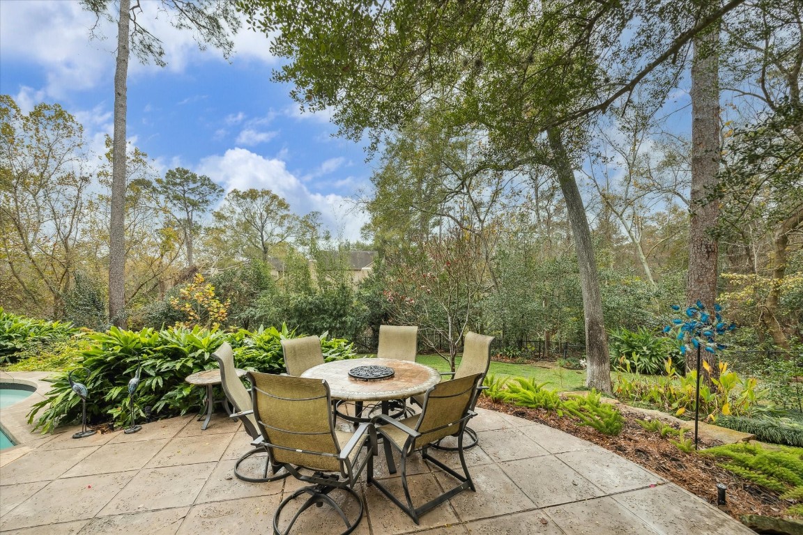 6 Mott Lane Houston, TX 77024 - Photo 48 of 49 Outdoor patio overlooking lush landscaped back yard