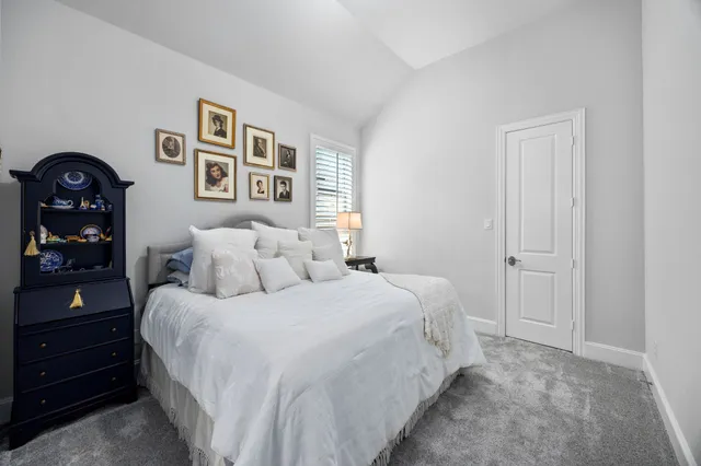 a bedroom with a bed and a closet