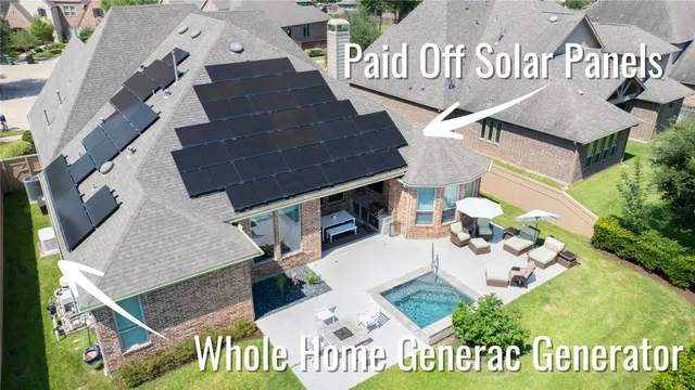 an aerial view of a house with garden