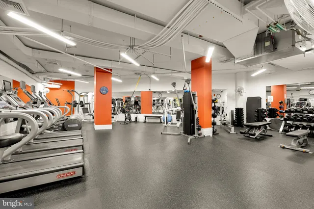 a view of a room with gym equipment