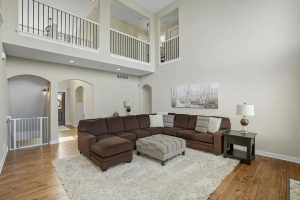 a living room with furniture