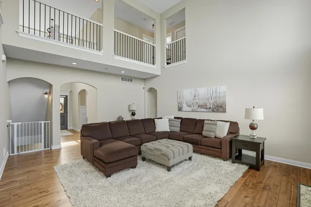 a living room with furniture