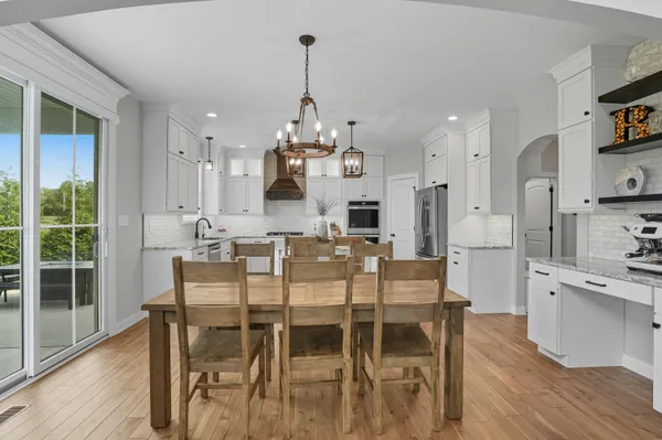 a view of a dining room and livingroom view