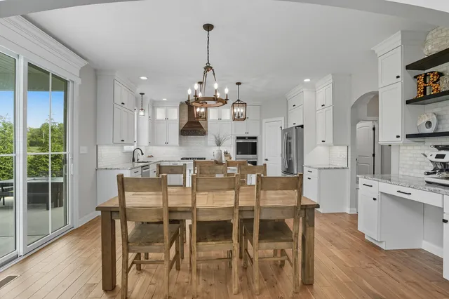 a view of a dining room and livingroom view