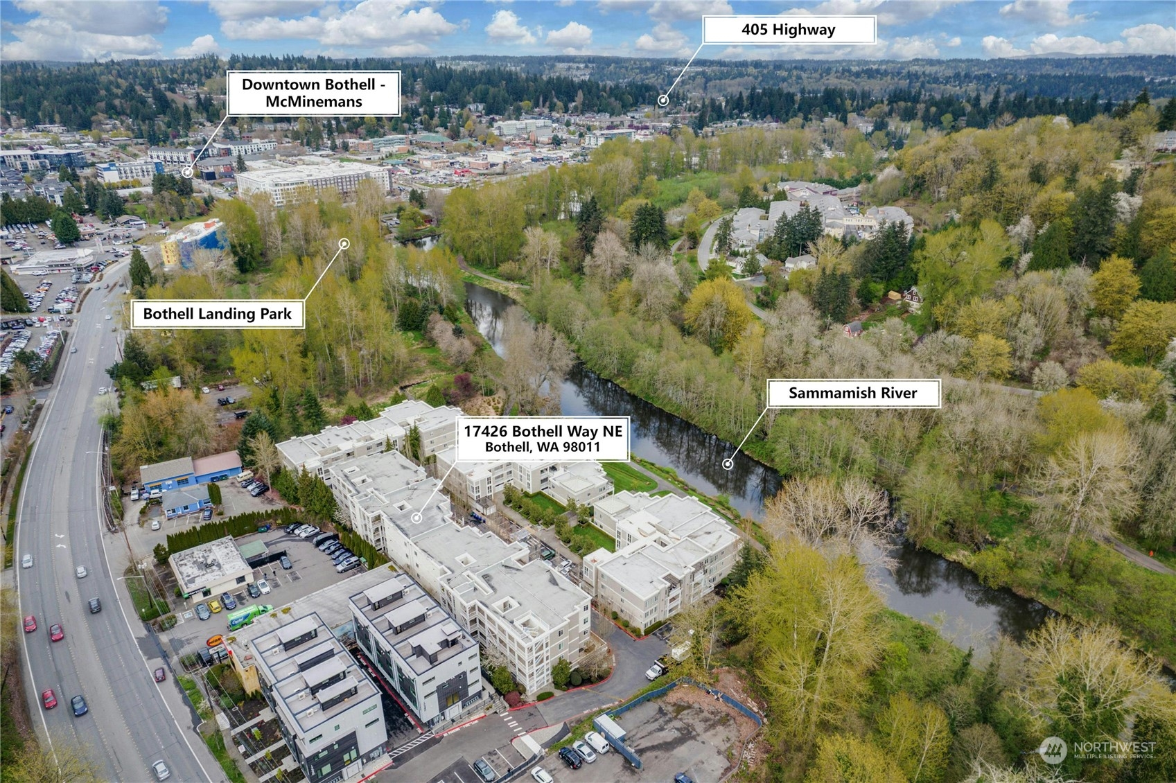17426 Bothell Way Northeast, Unit A305 Bothell, WA 98011 - Photo 36 of 38 an aerial view of residential houses with outdoor space