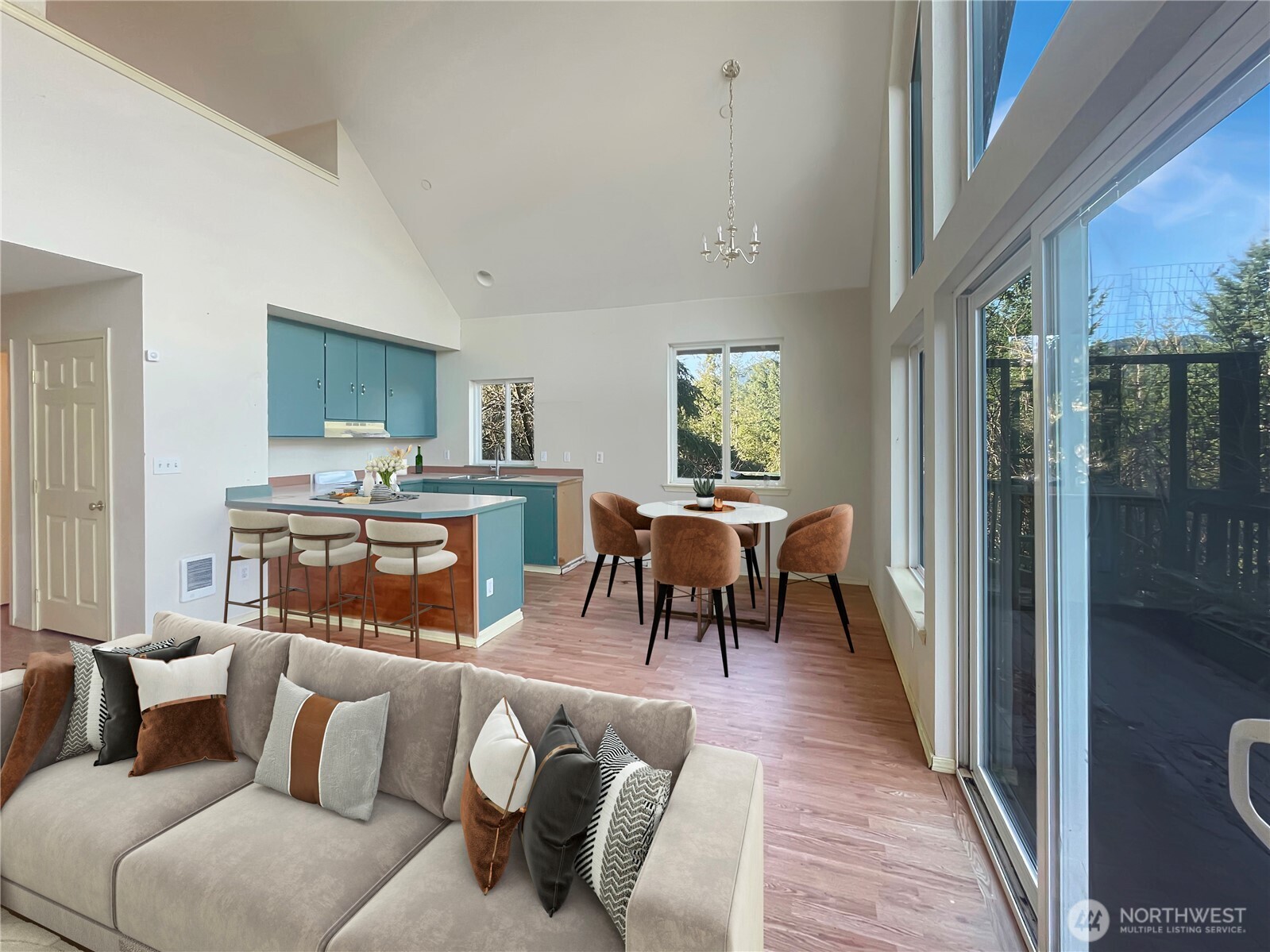 11 North Hamma Ridge Drive Lilliwaup, WA 98555 - Photo 20 of 40 a living room with furniture and a fireplace