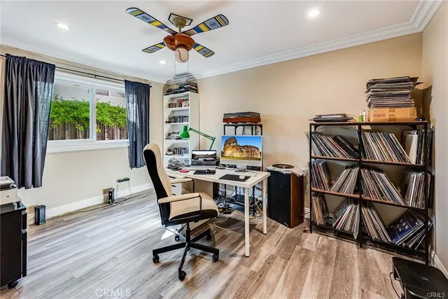 a workspace with wooden floor and a workspace