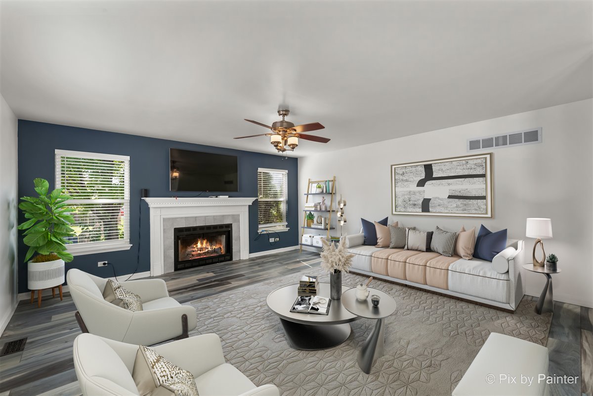 1812 Arbor Fields Drive Plainfield, IL 60586 - Photo 9 of 35 a living room with furniture and a fireplace