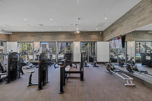 a view of a room with gym equipment