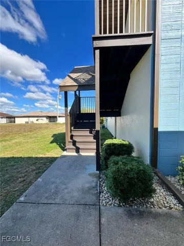 a view of a terrace with a garden