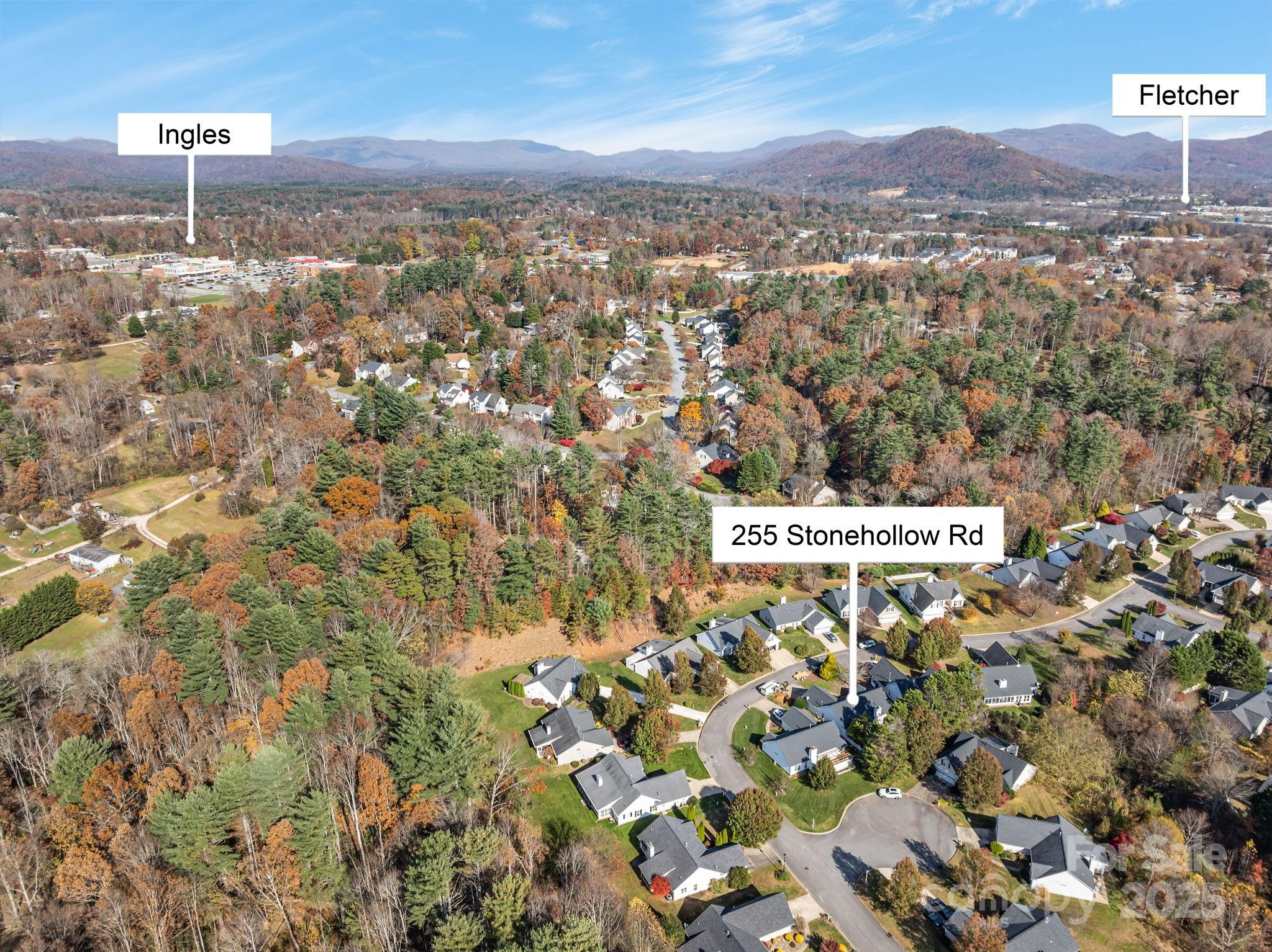 255 Stonehollow Road Fletcher, NC 28732 - Photo 26 of 32 an aerial view of residential houses with outdoor space