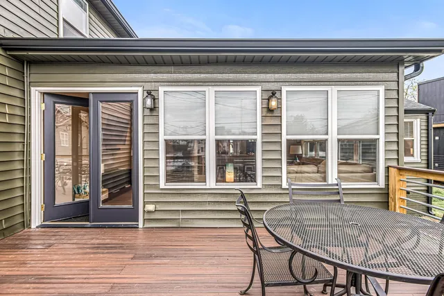 an aerial view of a house with swimming pool
