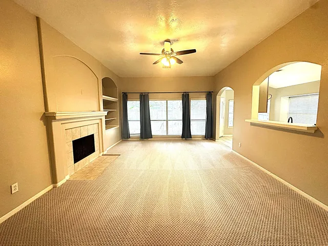 a view of a livingroom with a fireplace