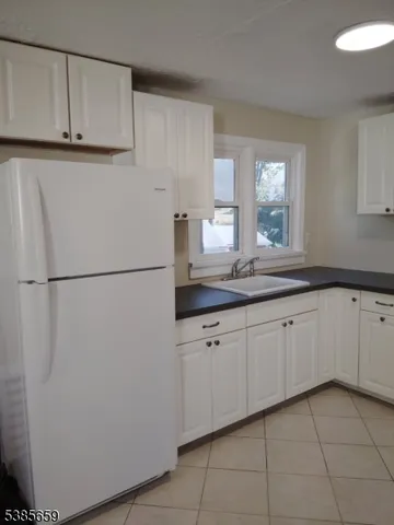a kitchen with a sink and a refrigerator