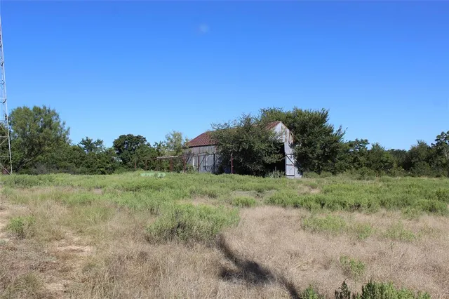 a view of a field of grass and trees