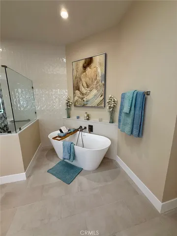 a view of a bathtub in a bathroom