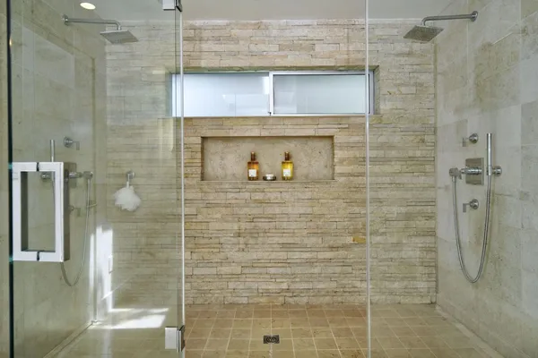 a bathroom with a shower