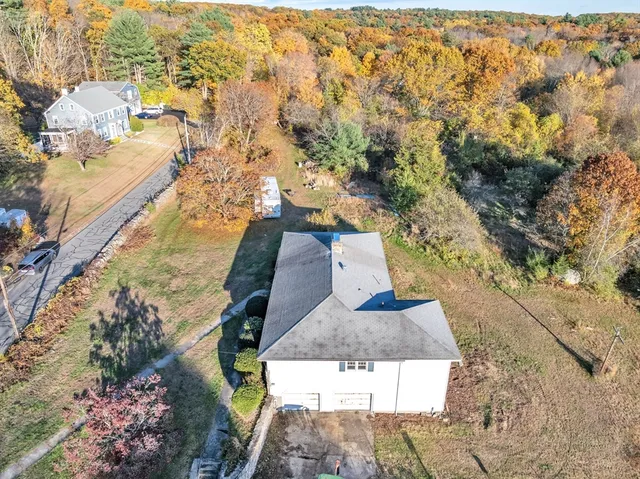 a view of a lake in middle of the town