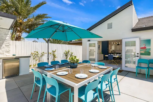 a table and chairs in the patio