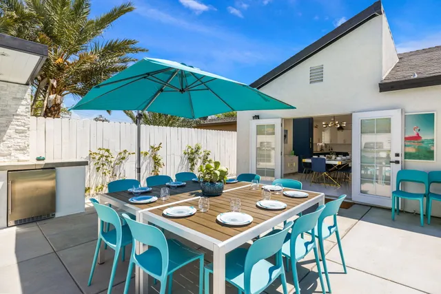 a table and chairs in the patio