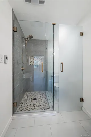 a bathroom with a shower