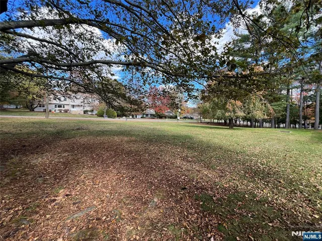 a view of outdoor space with yard and trees all around