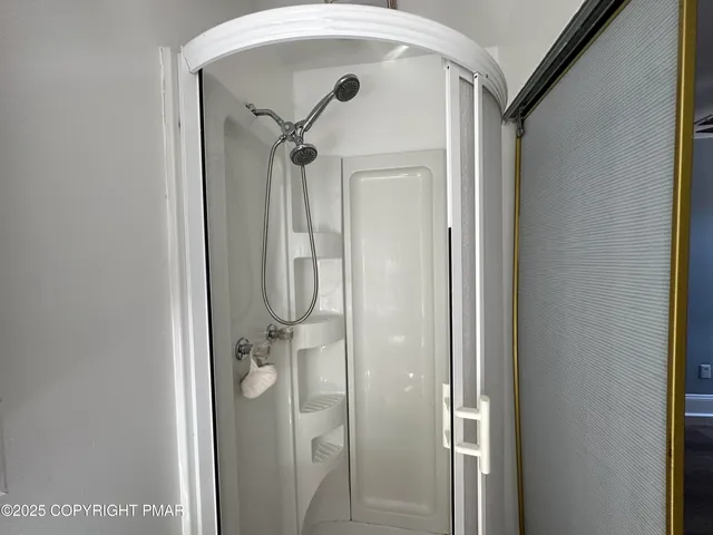 a bathroom with a mirror