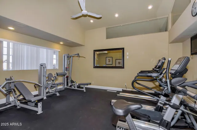 a room with gym equipment
