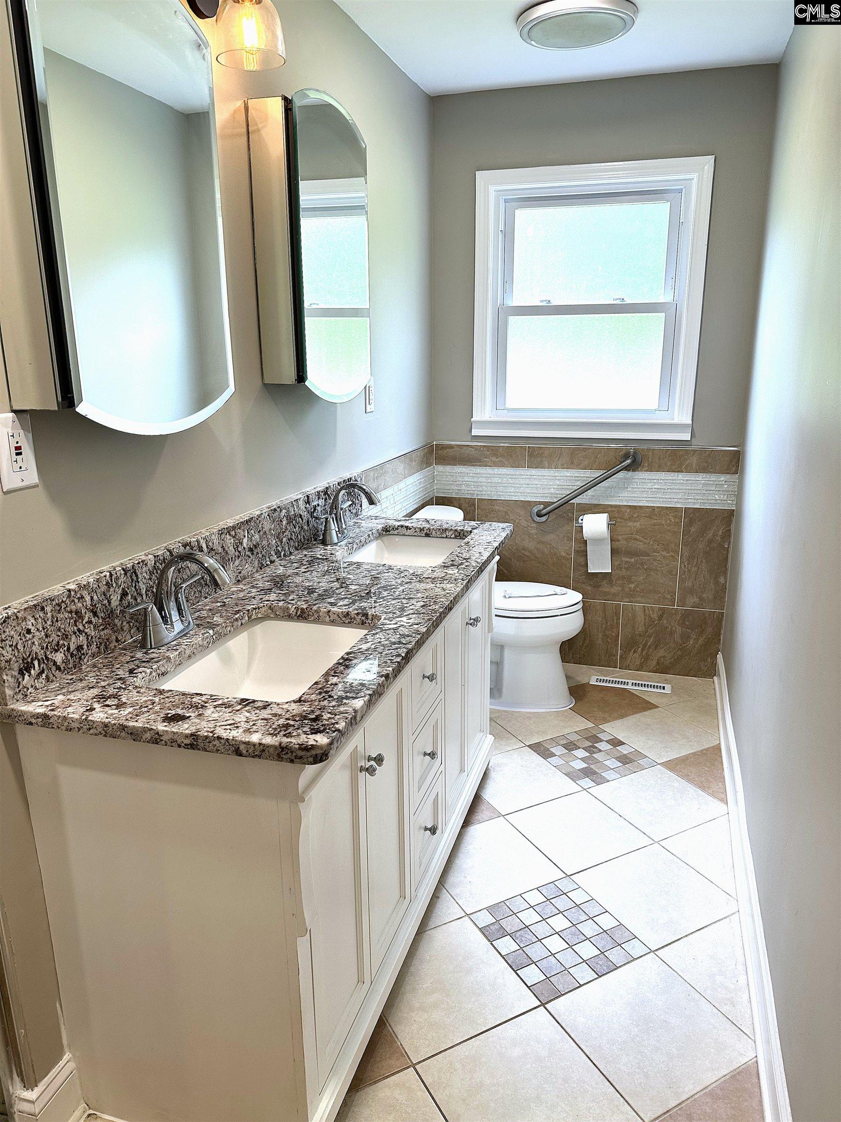 535 Sandbar Road Chapin, SC 29036 - Photo 17 of 23 a bathroom with a granite countertop sink a toilet and a mirror
