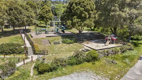 a garden view with a lake view