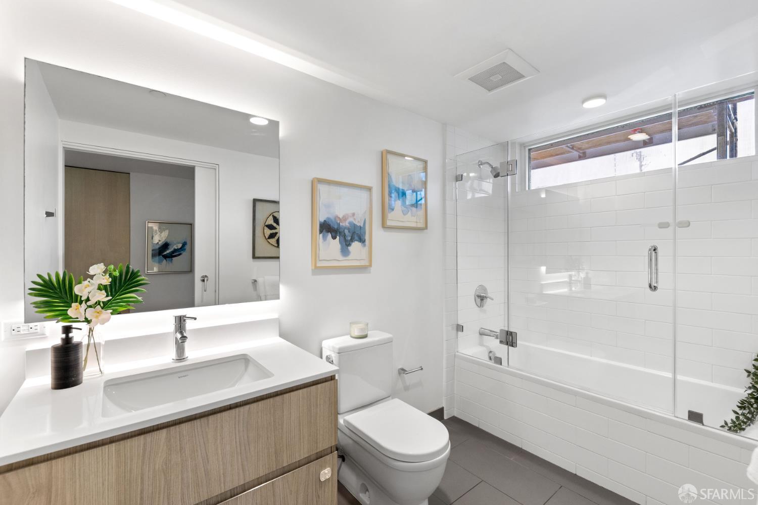 338 Potrero Avenue, Unit 206 San Francisco, CA 94103 - Photo 14 of 22 a bathroom with a sink a toilet and shower