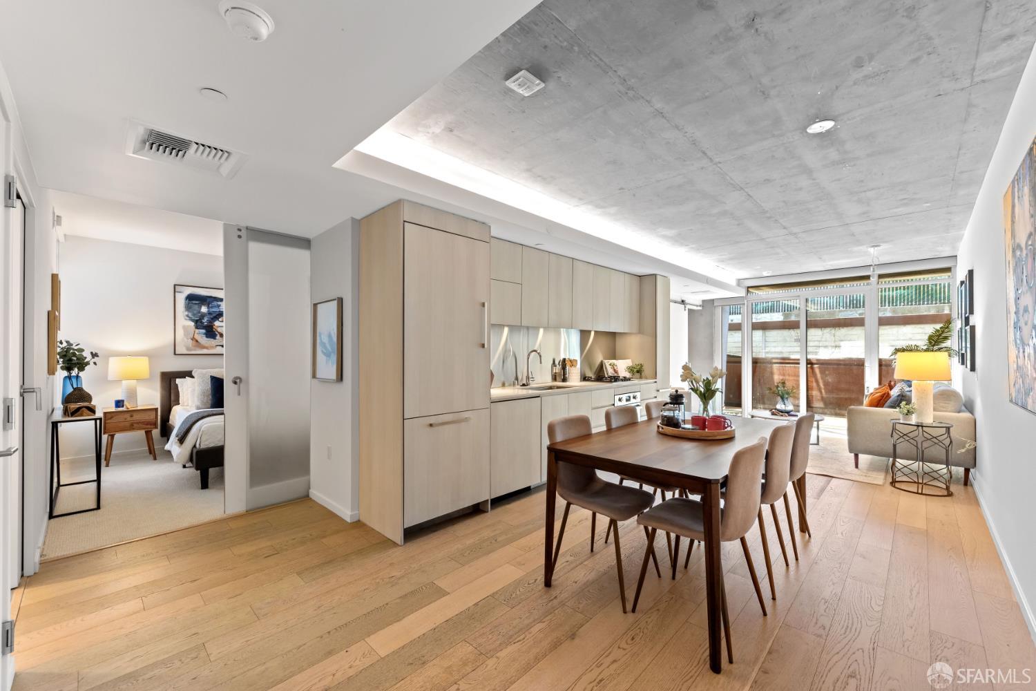 338 Potrero Avenue, Unit 206 San Francisco, CA 94103 - Photo 6 of 22 a view of a dining room with furniture and wooden floor