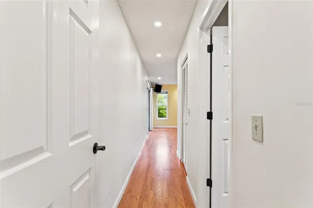 a view of a room with racks on the wall