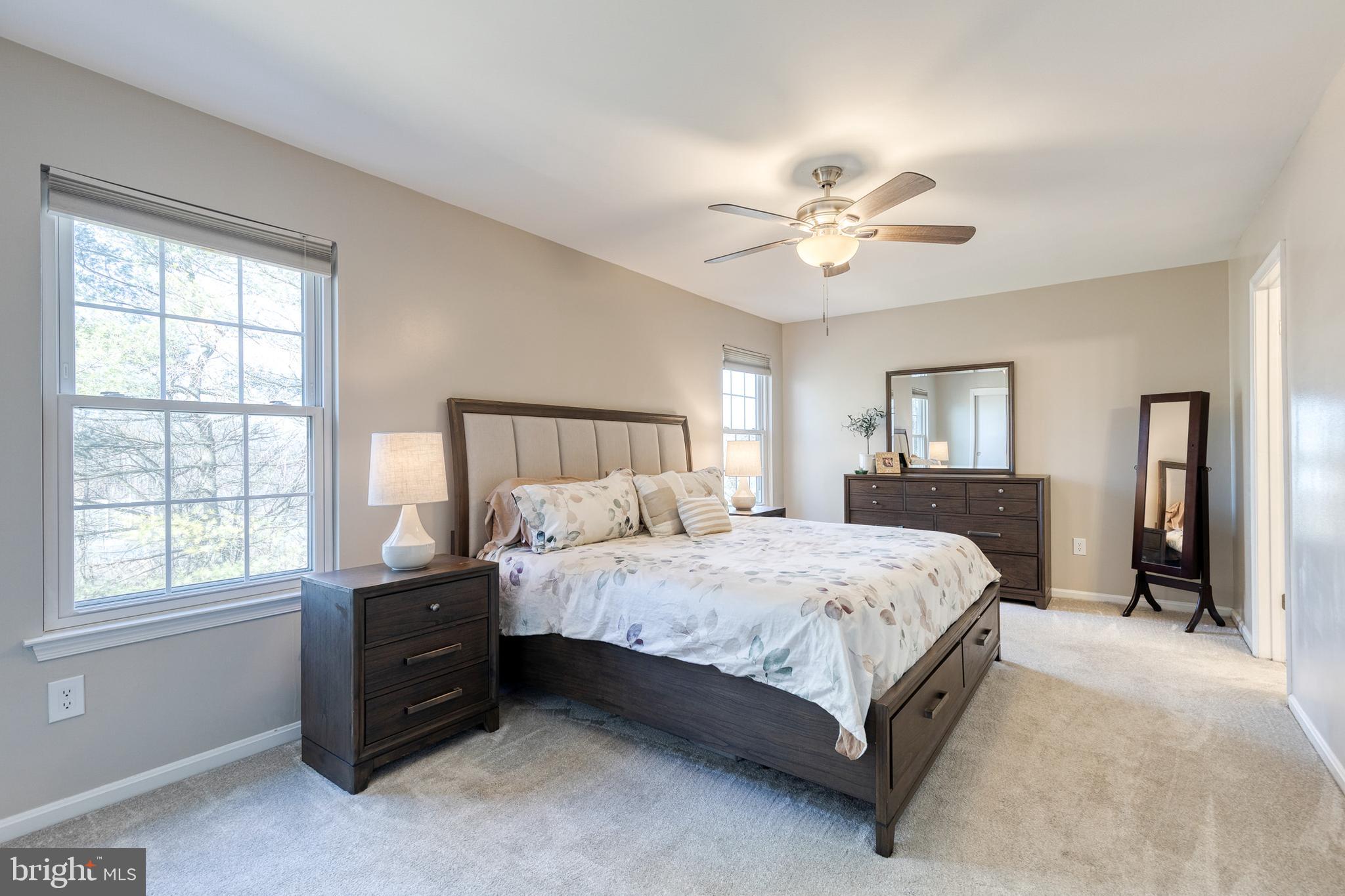 8743 Ruppert Court Ellicott City, MD 21043 - Photo 28 of 41 a bedroom with a bed and a chandelier fan