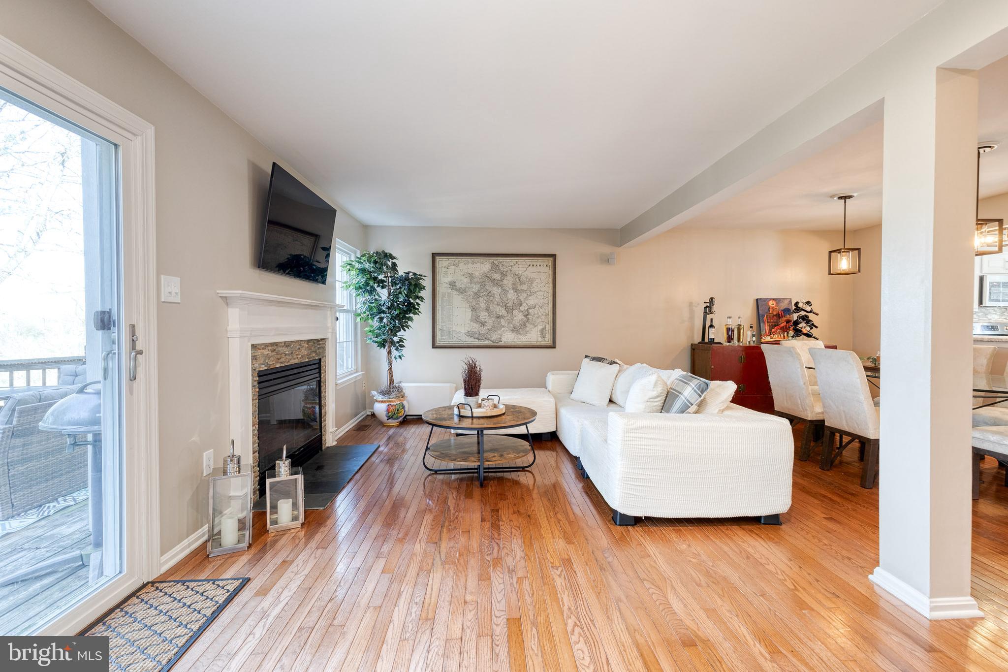 8743 Ruppert Court Ellicott City, MD 21043 - Photo 10 of 41 a living room with furniture a fireplace and a flat screen tv
