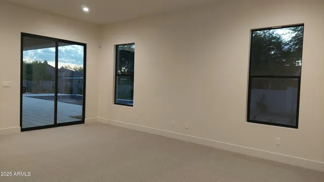 a view of an empty room with empty racks