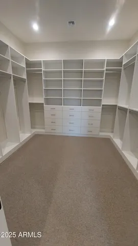 a view of an empty walk in closet