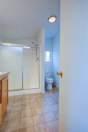 a bathroom with a sink a toilet and a shower