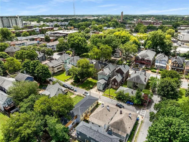 a view of a building along a street